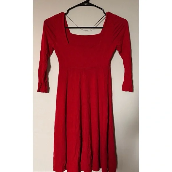 Soprano | 💋Vibrant Red Square Neck Line Long Sleeve Mini Dress - Picture 7 of 9